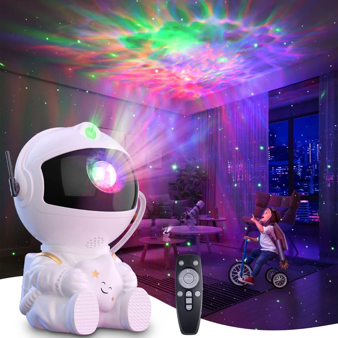Kids Astronaut Star Projector Night Light – Colorful Starry Sky Lamp for Home Decoratio